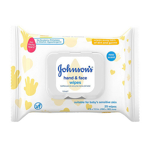 Johnsons Baby Hand and Face Sanitizing Wipes for Travel, 25 Ea